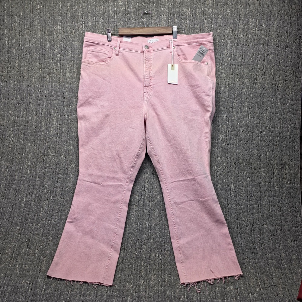 Good American Good Standard Kick Flare Jeans Size 18 Flamingo Pink High Rise NWT